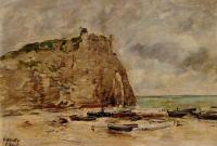 Boudin, Eugene - Etretat, Beached Boats and the Cliff of Aval